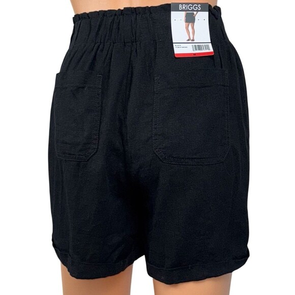 Briggs Womens Medium Black Linen Blend Shorts Casual Summer New With Tags - Picture 2 of 9